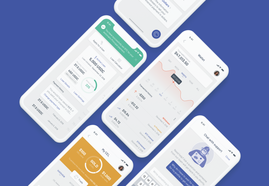 Celsius Network app mockup phone