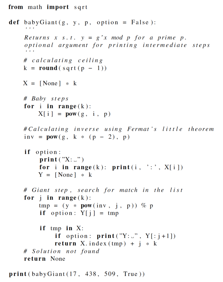 Algorithm Chart Giant Baby step - Giant Step Algorithm - MVP Workshop